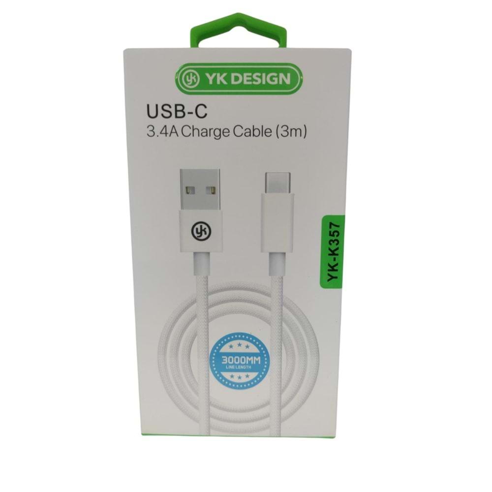 TYPE-C USB KABLO 3 METRE (YK-K357)