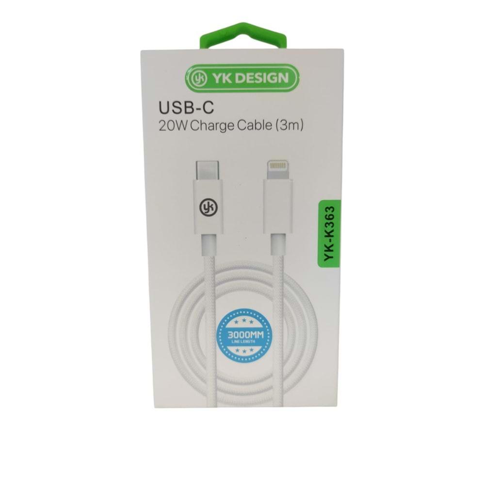 LIGHTNING TO TYPE-C KABLO 3 METRE (YK-K363)