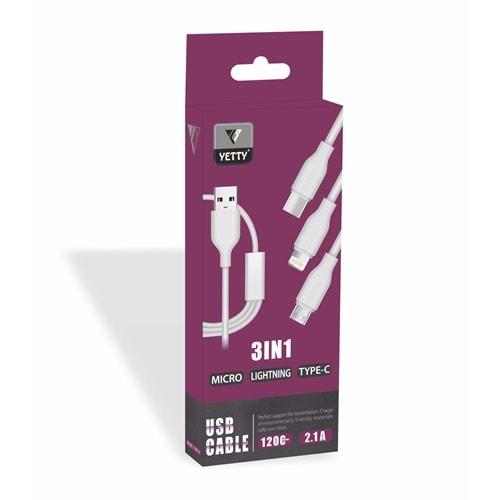 3İN1 USB KABLO BEYAZ (YKB-10)